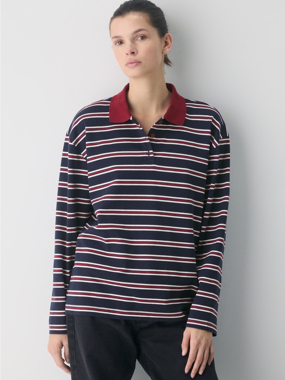 NWT - Aritzia InterLock Eton Longsleeve - Size Small - Dark Night Navy/Cordovan
